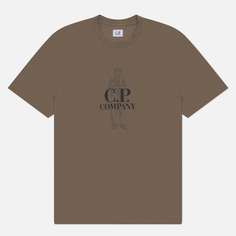 Мужская футболка C.P. Company 30/1 Jersey Printed British Sailor, цвет коричневый, размер S