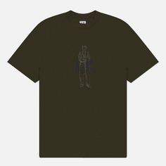 Мужская футболка C.P. Company 30/1 Jersey Printed British Sailor, цвет оливковый, размер S