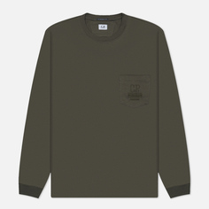 Мужской лонгслив C.P. Company Mercersized 30/2 Jersey Twisted Pocket, цвет оливковый, размер S