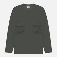 Мужской лонгслив C.P. Company Brushed Mixed Boxy, цвет оливковый, размер S