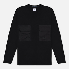 Мужской лонгслив C.P. Company Brushed Mixed Boxy, цвет чёрный, размер S