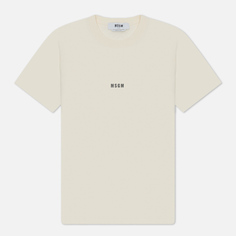 Женская футболка MSGM Micrologo Basic Crew Neck, цвет бежевый, размер XS