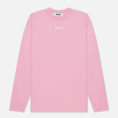 Женский лонгслив MSGM Micrologo Basic Crew Neck, цвет розовый, размер XS