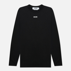 Женский лонгслив MSGM Micrologo Basic Crew Neck, цвет чёрный, размер XS