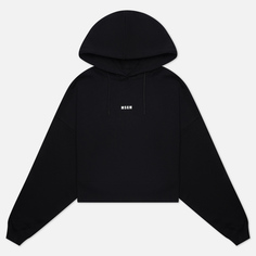 Женская толстовка MSGM Micrologo Basic Hoodie Short, цвет чёрный, размер XS