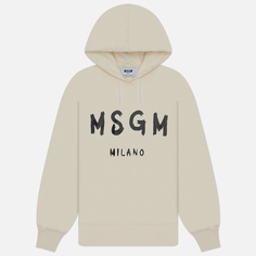 Женская толстовка MSGM MSGM Milano Logo Brushed Hoodie, цвет бежевый, размер XS