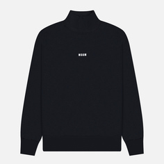 Мужская толстовка MSGM Brushed Printed Micrologo Turtle Neck, цвет чёрный, размер S