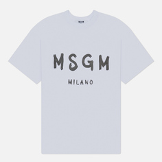 Мужская футболка MSGM Brush Stroke Logo Print, цвет белый, размер S