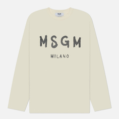Мужской лонгслив MSGM MSGM Milano Logo, цвет бежевый, размер S