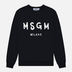Мужская толстовка MSGM Regular Brush Stroke Logo Print, цвет чёрный, размер S