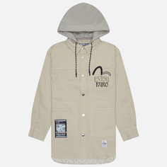 Мужская куртка ветровка Evisu Evisukuro Monogram Panelling, цвет бежевый, размер S