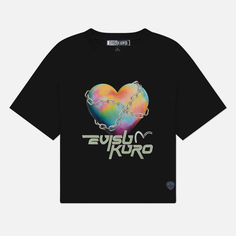 Женская футболка Evisu Evisukuro Chained Heart, цвет чёрный, размер XS