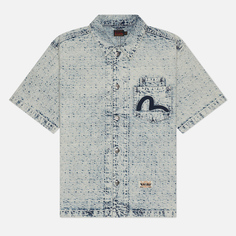 Мужская рубашка Evisu Kamon Jacquard Seagull Embroidery, цвет голубой, размер S
