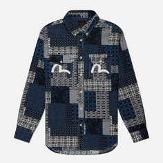 Мужская рубашка Evisu Dermatoglyphic Block All Over Print & Seagull Print, цвет синий, размер S