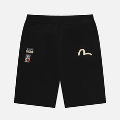 Мужские шорты Evisu Brush Daicock Printed, цвет чёрный, размер S