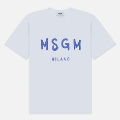 Мужская футболка MSGM Brush Stroke Logo, цвет белый, размер S