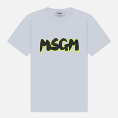 Женская футболка MSGM Logo Fluorescent Shade, цвет белый, размер XS