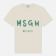 Женская футболка MSGM Brush Stroke Print, цвет бежевый, размер XS