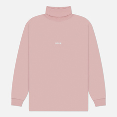 Мужской лонгслив MSGM Micrologo Print Turtle Neck, цвет розовый, размер S