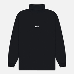 Мужской лонгслив MSGM Micrologo Print Turtle Neck, цвет чёрный, размер S