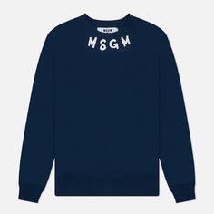 Мужская толстовка MSGM Collar Brush Stroke Logo Print, цвет синий, размер S