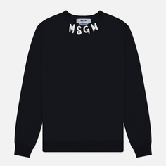 Мужская толстовка MSGM Collar Brush Stroke Logo Print, цвет чёрный, размер S