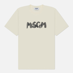 Мужская футболка MSGM New Brush Sroke Logo, цвет бежевый, размер S