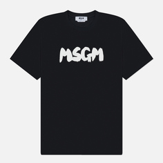Мужская футболка MSGM New Brush Sroke Logo, цвет чёрный, размер S