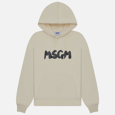 Мужская толстовка MSGM New Brush Stroke Logo Hoodie, цвет бежевый, размер S