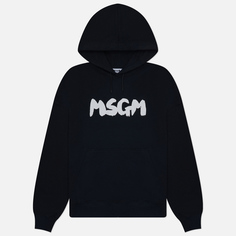 Мужская толстовка MSGM New Brush Stroke Logo Hoodie, цвет чёрный, размер S