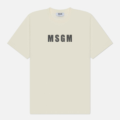 Мужская футболка MSGM Macrologo Print, цвет бежевый, размер S