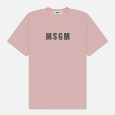 Мужская футболка MSGM Macrologo Print, цвет розовый, размер S