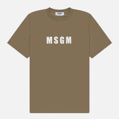 Мужская футболка MSGM Macrologo Print, цвет оливковый, размер S