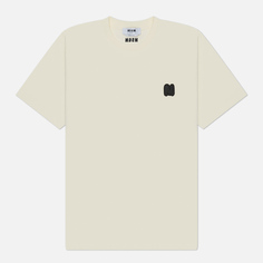 Мужская футболка MSGM Monogram Patch, цвет бежевый, размер S