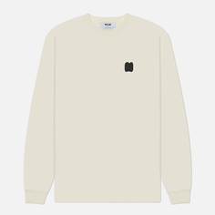 Мужской лонгслив MSGM Monogram Patch, цвет бежевый, размер S