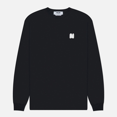 Мужской лонгслив MSGM Monogram Patch, цвет чёрный, размер S