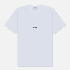Мужская футболка MSGM Micro Racing Brush Stroke Print, цвет белый, размер S