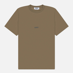 Мужская футболка MSGM Micro Racing Brush Stroke Print, цвет оливковый, размер S