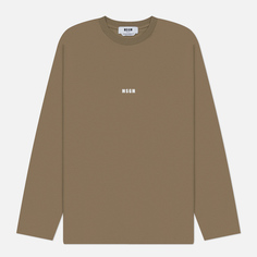 Мужской лонгслив MSGM Micrologo, цвет оливковый, размер S