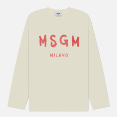 Мужской лонгслив MSGM Brush Sroke Logo Print, цвет бежевый, размер S