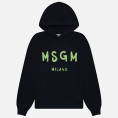 Мужская толстовка MSGM Brush Sroke Logo Print Hoodie, цвет чёрный, размер S