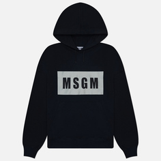 Мужская толстовка MSGM Box Macrologo Print Hoodie, цвет чёрный, размер S