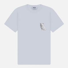 Женская футболка MSGM Cat Sticker, цвет белый, размер XS
