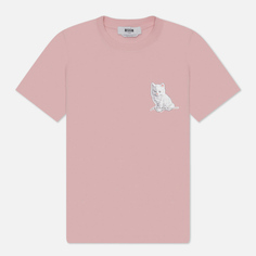 Женская футболка MSGM Cat Sticker, цвет розовый, размер XS