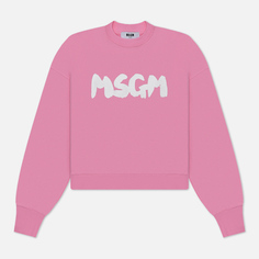 Женский лонгслив MSGM New Brushed Logo, цвет розовый, размер XS