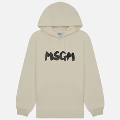 Женская толстовка MSGM New Brushed Logo Hoodie, цвет бежевый, размер XS
