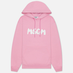 Женская толстовка MSGM New Brushed Logo Hoodie, цвет розовый, размер XS