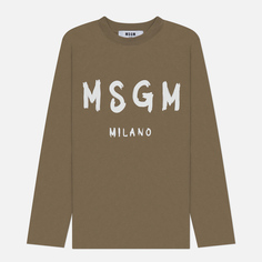 Женский лонгслив MSGM MSGM Milano Brush Stroke, цвет оливковый, размер XS