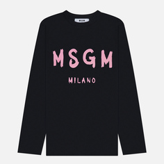 Женский лонгслив MSGM MSGM Milano Brush Stroke, цвет чёрный, размер XS