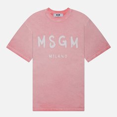 Женская футболка MSGM MSGM Milano Brush Stroke Faded, цвет розовый, размер XS